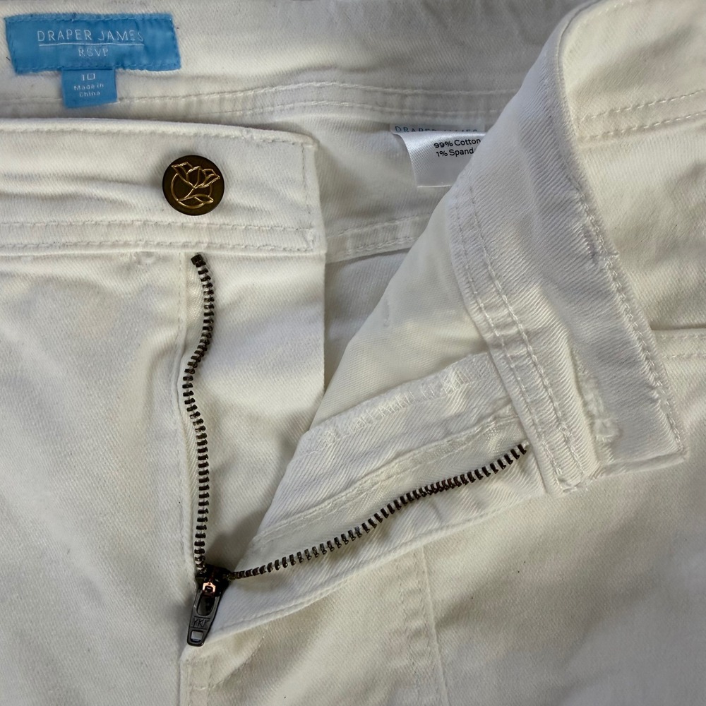 Draper James RSVP Womens White Wide Leg High Rise Patch Pocket Pants Size 10 - Picture 8 of 10